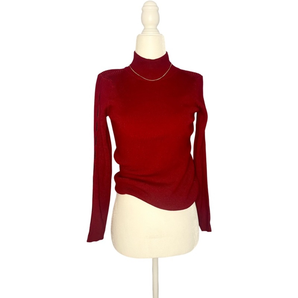 TAHARI ~ CLASSIC RED TURTLE NECK SWEATER ~ SIZE S
